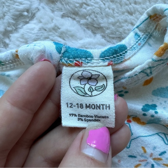 Larkspur | Bamboo Unicorn Rainbow Ruffle Shorty Romper | Size 12-18 Months - Picture 7 of 8